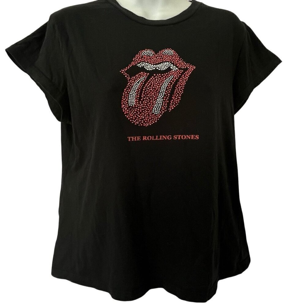Rolling Stones Band Women Baby Tee T-Shirt Rockware Anthill XL Black Studded
